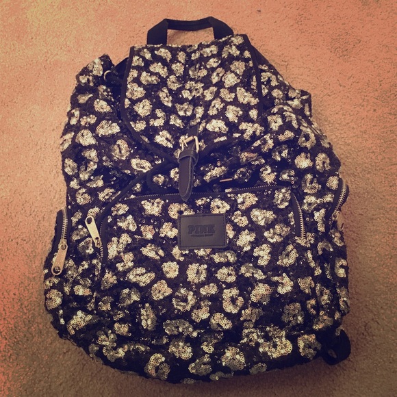 Pink/Victoria Secret leopard sequin backpack