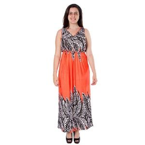 Women's maxi dress features bold colors and print