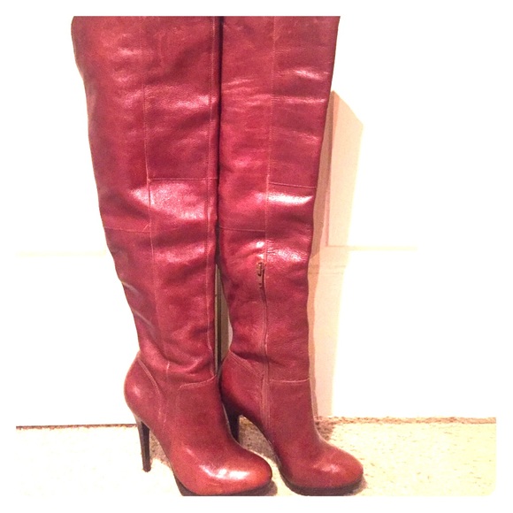 aldo red over the knee boots
