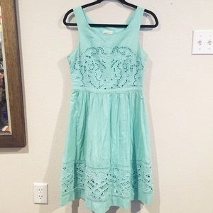 Mint Cotton Sleeveless A-Line Dress