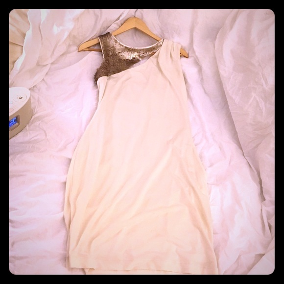 Dress, cream, JLo kohls, Matt gold sequin - Picture 1 of 4