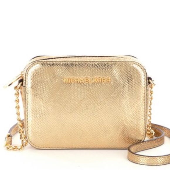 Michael Kors Jet Set travel Gold Leather crossbody - Picture 2 of 4