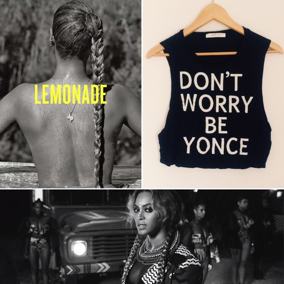 Four Girlz Tops - Don't Worry Be Yonce Muscle Crop Tank
