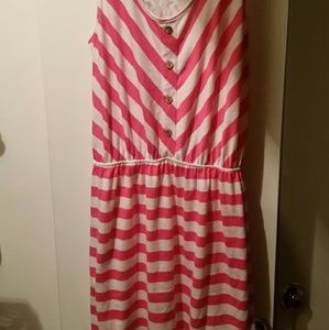 Medium pink and white striped dress