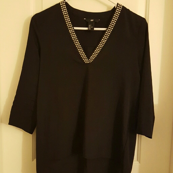Long Blouse w/ Beaded Neckline - Picture 1 of 3