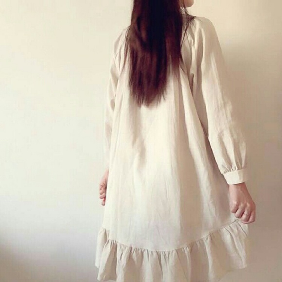 Korean fashion longsleeve high low ruffle dress - Picture 2 of 4