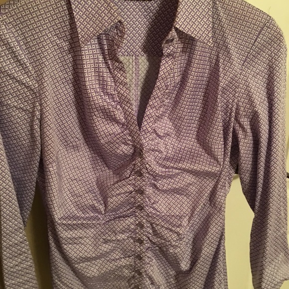 Lavender and white button down blouse