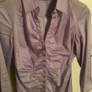 Lavender and white button down blouse