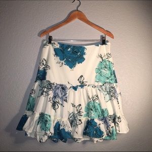 Anthropologie Odille Floral Ruffled Skirt