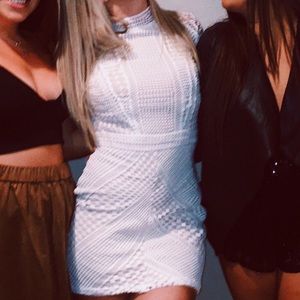 Missguided Dresses - MISSGUIDED Structured High Neck Lace Mini Dress Missguided Dresses - MISSGUIDED Structured High Neck Lace Mini Dress
