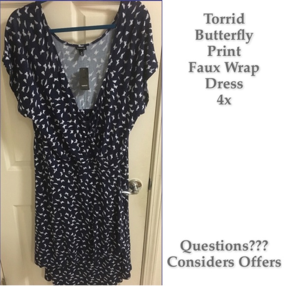 torrid Dresses & Skirts - Torrid butterfly print faux wrap dress in 4x