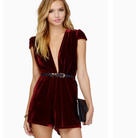 Velvet deep v romper