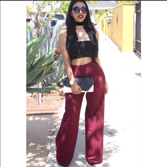 Burgundy high waisted pants