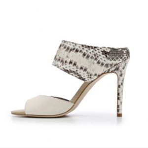 Ivory and snakeskin mule pumps!