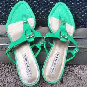 VTG Via Spiga 7.5 snakeskin green sandals