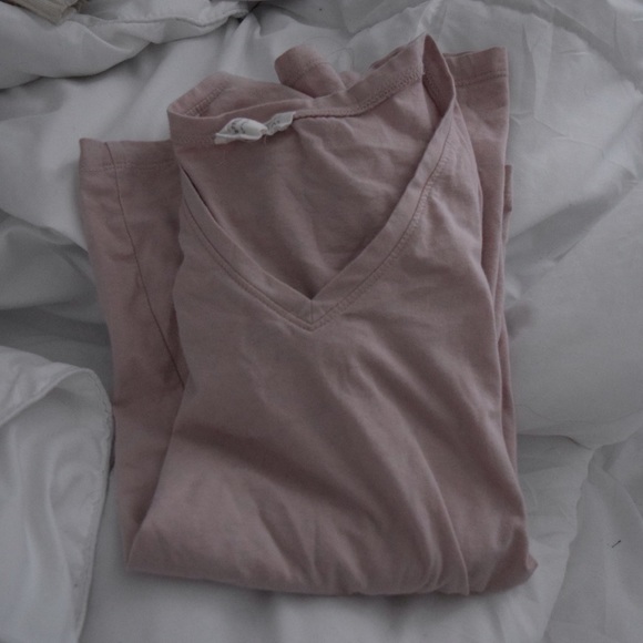 Forever 21 pink chiffon vneck long sleeve