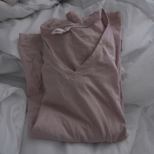 Forever 21 pink chiffon vneck long sleeve