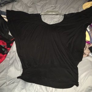 Black tunic shirt with lace detail