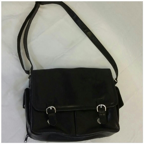 Handbags - Black Patten Vinyl Double Sided Shoulder Bag