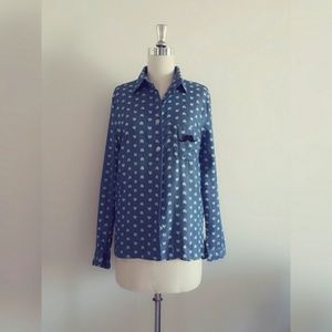 Korean Fashion Fox pattern collar shirt w/mustache