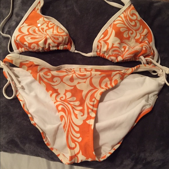 Orange floral bathing suit