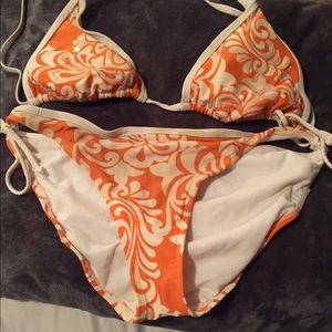 Orange floral bathing suit