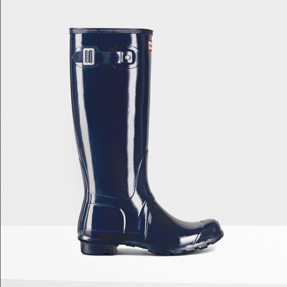 Hunter Wellington Boots in Navy Gloss NWT
