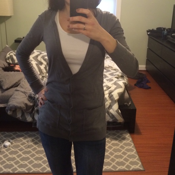 Gray v cut cardigan from AE
