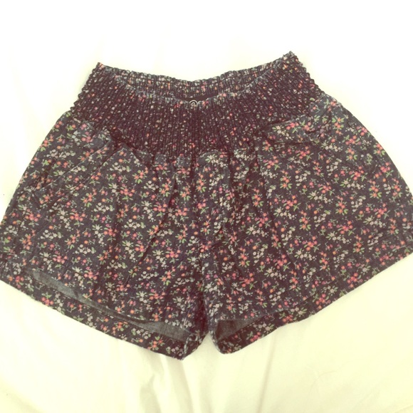 Rewash Pants - Rewash Elastic Floral Denim Shorts