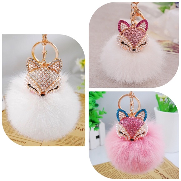 Boutique Handbags - Fox Fur Ball/PomPom Keychain/Bag Charm