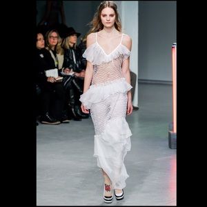 RODARTE WHITE SILK ASYMMETRICAL RUNWAY DRESS