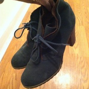The best blue suede lace up ankle booties!