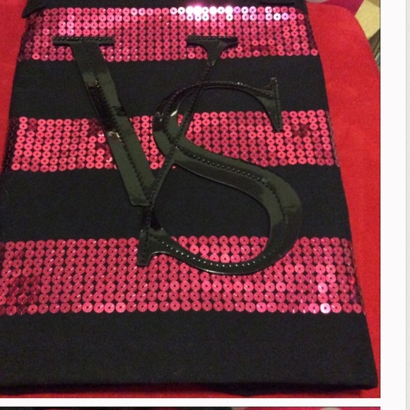 NEW NEVER USED Victoria's Secret pink sequins tote - Picture 2 of 3