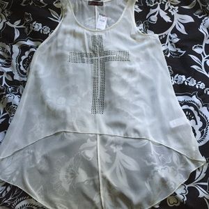 Sheer white tank top.