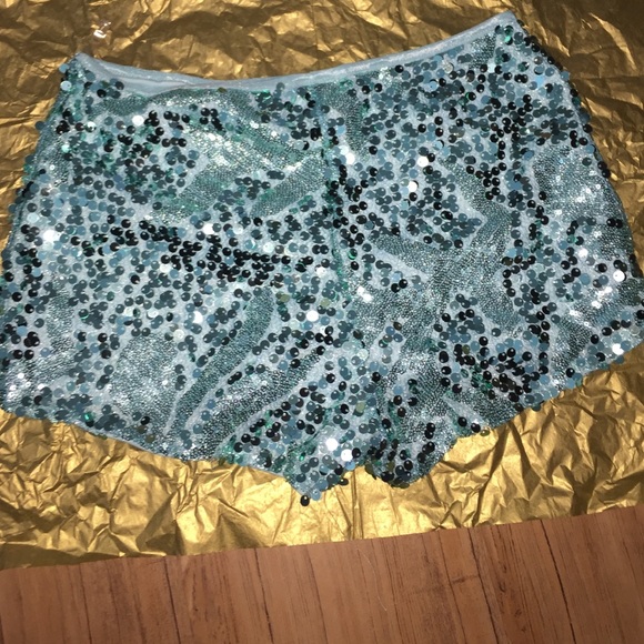 TEAL SEQUINS SHORTS