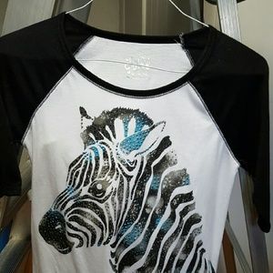 Justice size 16 Zebra accent baseball tee