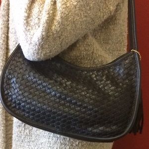 Genuine Leather woven front hobo