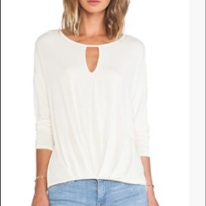 Michael stars long sleeve keyhole top
