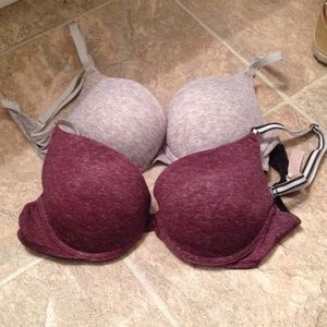 2 pink bras
