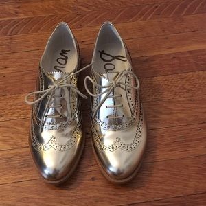 Sam Edelman gold metallic Oxfords