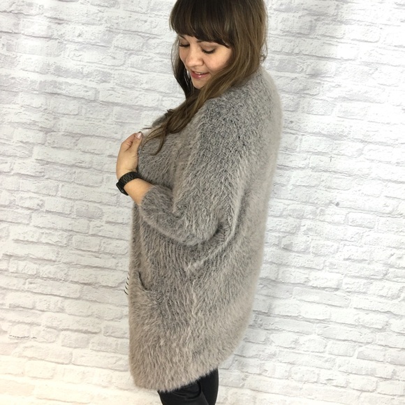 Rose Gray Faux Fur Cardigan - Picture 3 of 4