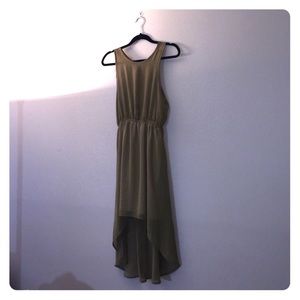 Mono B Light Army Green Open Back Hi Low Dress