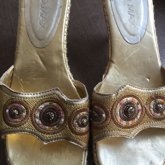 Made in Brazil leather slip on sandals embellished