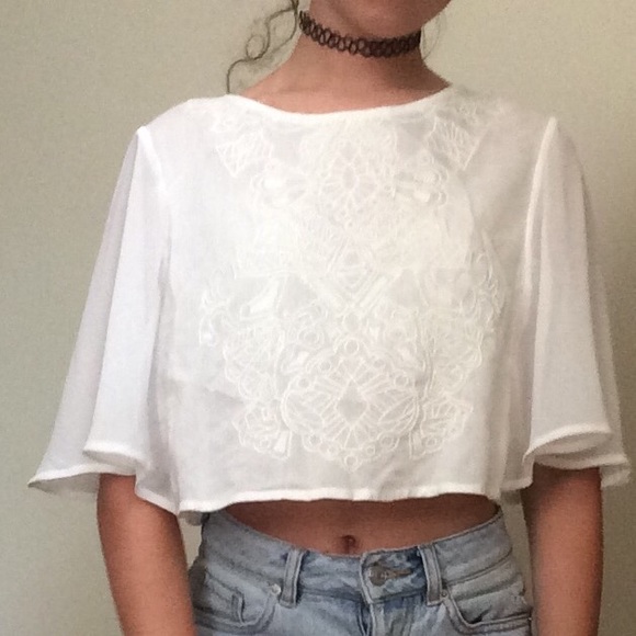 Flowy Boho White Crop Top