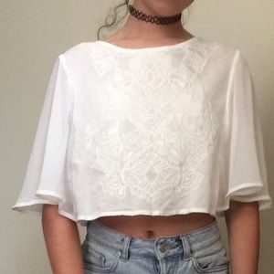 Flowy Boho White Crop Top