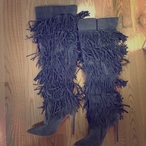 Knee High Fringe Boots