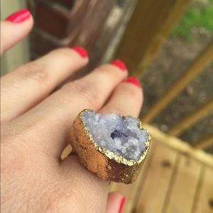 Purple Crystal Druzy Ring