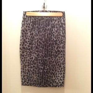 High Waist Gray/Black Leopard Pencil Skirt