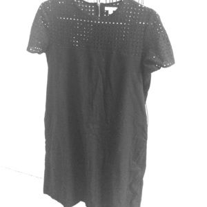 Black eyelet shift dress