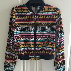 Colorful tribal print zip up